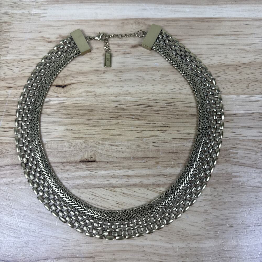 Silpada K&R “Good as Gold” Brass Collar Necklace Wide Statement 19”